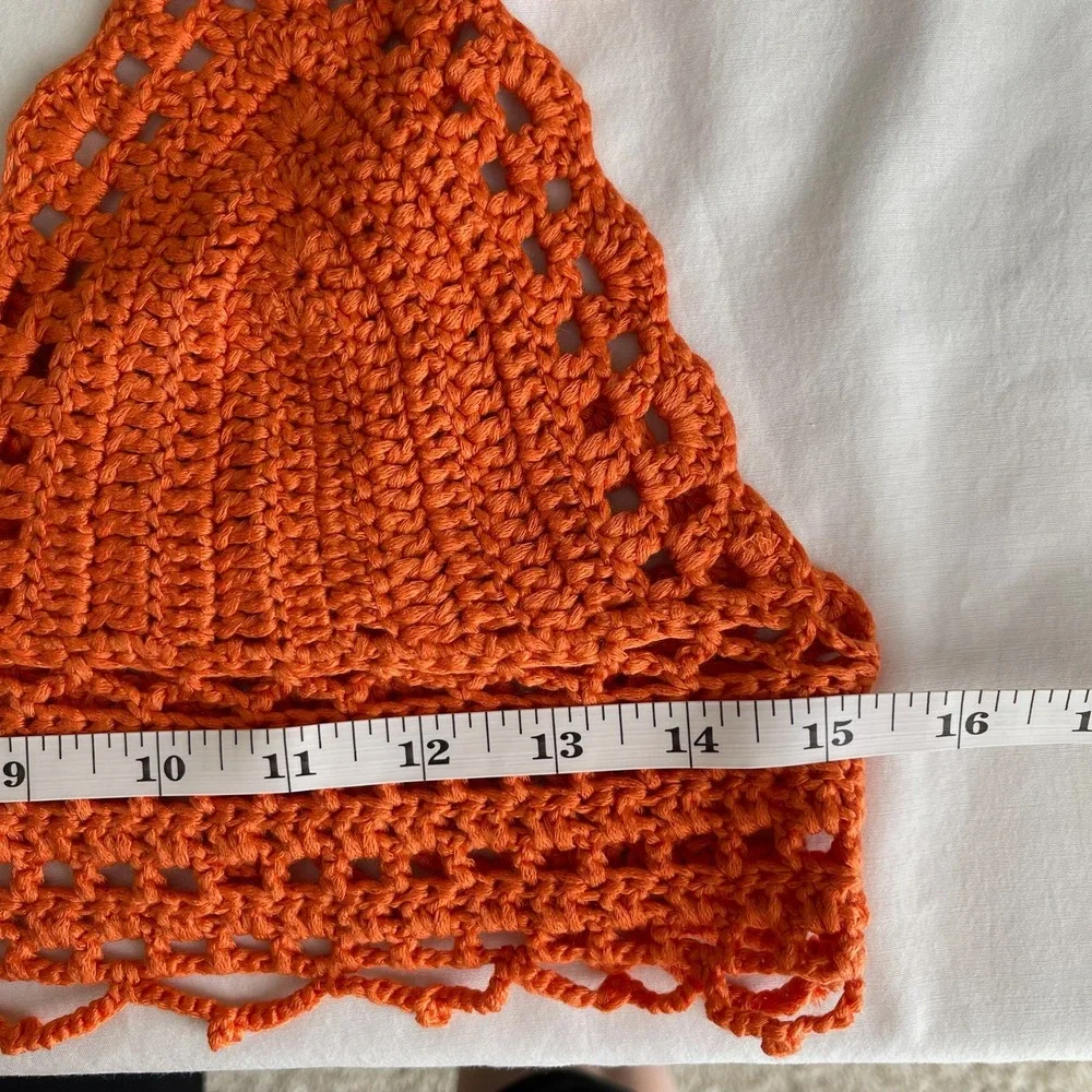 Women's Orange Crochet Knit Boho Bralette Crop Top‎ Size Small/Medium